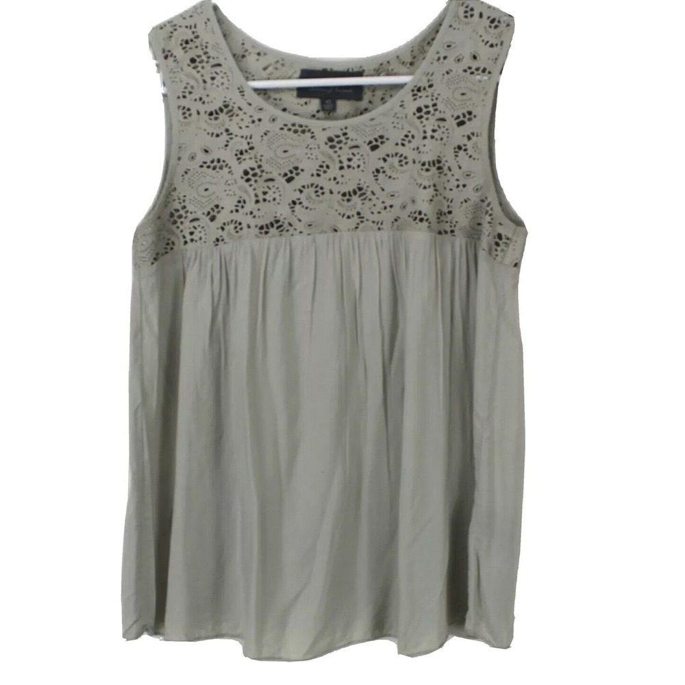 PJK Patterson J Kincaid Top XS Gray Sleeveless Leather‎ Laser Cut